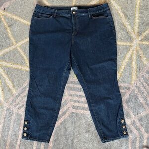 LOFT high waist skinny jean with Button Detail